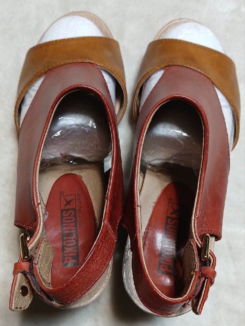 PIKOLINOS Two-Tone Brown and Tan Leather Slingback Sandals Size 38 - Picture 4 of 6